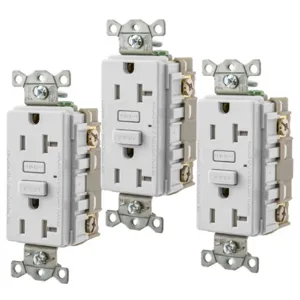 HUBBELL WIRING DEVICE-KELLEMS GFT20W3 Gfci Receptacle, 20A, Tamper-Resistant, 3 Pk, White | BD4NHH