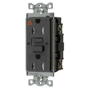 HUBBELL WIRING DEVICE-KELLEMS GFTWRST15BKIG Gfci Receptacle, 15A 125V, 2-Pole 3-Wire Grounding, 5-15R, Black | BD3XPL