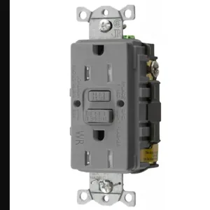 HUBBELL WIRING DEVICE-KELLEMS GFTWRST15GYU Gfci Receptacle, 15A 125V, 2- Pole 3-Wire Grounding, 5-15R, Gray | BD3ZPH