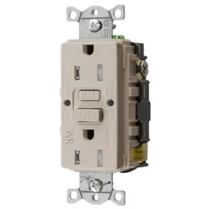 HUBBELL WIRING DEVICE-KELLEMS GFTWRST15LA Gfci Receptacle, 15A 125V, 2-Pole 3-Wire Grounding, 5-15R, Light Almond | BD4HVJ