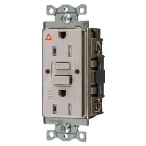 HUBBELL WIRING DEVICE-KELLEMS GFTWRST15LAIG Gfci Receptacle, 15A 125V, 2-Pole 3-Wire Grounding, 5-15R, Light Almond | BD4GNQ