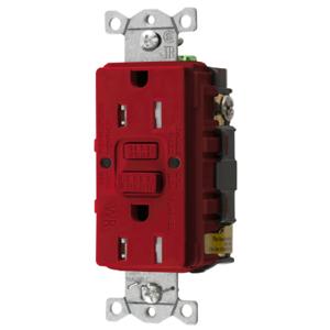 HUBBELL WIRING DEVICE-KELLEMS GFTWRST15RU Gfci Receptacle, 15A 125V, 2- Pole 3-Wire Grounding, 5-15R, Red | BD4KYZ