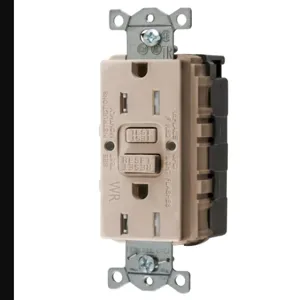 HUBBELL WIRING DEVICE-KELLEMS GFTWRST15SNAPAL Gfci Receptacle 15A, Self Test, Almond | BD4HVK