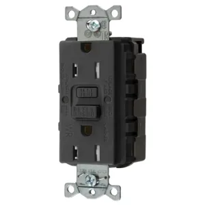 HUBBELL WIRING DEVICE-KELLEMS GFTWRST15SNAPBK Gfci Receptacle, 15A 125V, 2-P 3-W Grounding, 5-15R, Black | BD4HVL