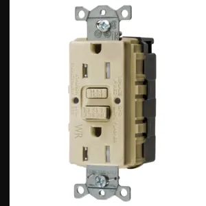 HUBBELL WIRING DEVICE-KELLEMS GFTWRST15SNAPI Gfci Receptacle, 15A 125V, 2-P 3-W Grounding, 5-15R, Ivory | BD4LVG