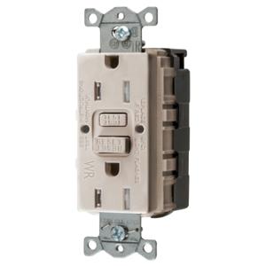 HUBBELL WIRING DEVICE-KELLEMS GFTWRST15SNAPLA Gfci Receptacle, 15A 125V, 2-P 3-W Grounding, 5-15R, Light Almond | BD4MTR