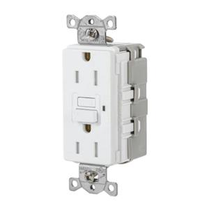 HUBBELL WIRING DEVICE-KELLEMS GFTWRST15SNAPW GFCI Receptacle, Commercial, Decorator Duplex, Flush Mount, 15A | BD4ARN 45UE35