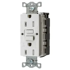 HUBBELL WIRING DEVICE-KELLEMS GFTWRST15SNAPW GFCI Receptacle, Commercial, Decorator Duplex, Flush Mount, 15A | BD4ARN 45UE35