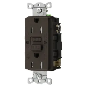 HUBBELL WIRING DEVICE-KELLEMS GFTWRST15 Gfci Receptacle, 15A 125V, 2-Pole 3-Wire Grounding, 5- 15R, Brown | AH9ABE 39EA70