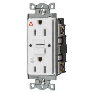 HUBBELL WIRING DEVICE-KELLEMS GFTWRST15WIG Gfci Receptacle, 15A 125V, 2-Pole 3-Wire Grounding, 5-15R, White | BD4GNU
