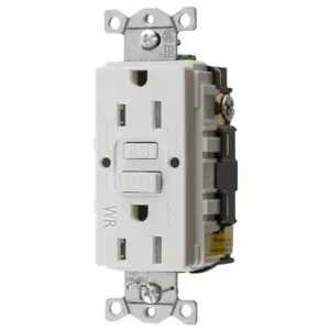 HUBBELL WIRING DEVICE-KELLEMS GFTWRST15WU Gfci Receptacle, 15A 125V, 2- Pole 3-Wire Grounding, 5-15R, White | BD4GNV