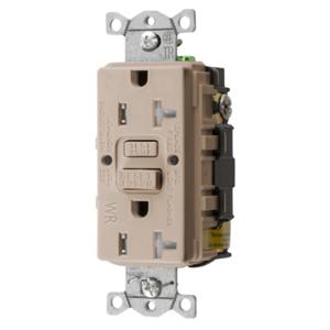 HUBBELL WIRING DEVICE-KELLEMS GFTWRST20ALU Gfci Receptacle, 20A 125V, 2- Pole 3-Wire Grounding, 5-20R, Almond | BD4HVN