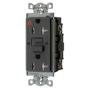 HUBBELL WIRING DEVICE-KELLEMS GFTWRST20BKIG Gfci Receptacle, 20A 125V, 2-Pole 3-Wire Grounding, 5-20R, Black | BD3RXQ