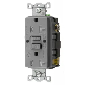 HUBBELL WIRING DEVICE-KELLEMS GFTWRST20GY Gfci Receptacle, 20A 125V, 2-Pole 3-Wire Grounding, 5-20R, Gray | AH9ABQ 39EA81