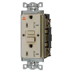 HUBBELL WIRING DEVICE-KELLEMS GFTWRST20IIG Gfci Receptacle, 20A 125V, 2-Pole 3-Wire Grounding, 5-20R, Ivory | BD4MTT