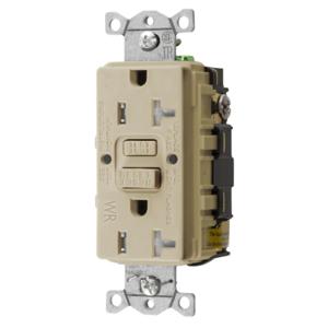 HUBBELL WIRING DEVICE-KELLEMS GFTWRST20IU Gfci Receptacle, 20A 125V, 2- Pole 3-Wire Grounding, 5-20R, Ivory | BD3VVM