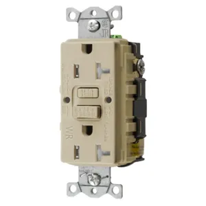 HUBBELL WIRING DEVICE-KELLEMS GFTWRST20I Gfci Receptacle, 20A 125V, 2-Pole 3-Wire Grounding, 5-20R, Ivory | AH9ABR 39EA82