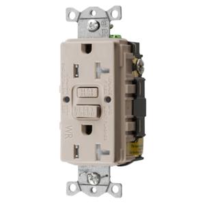 HUBBELL WIRING DEVICE-KELLEMS GFTWRST20LAU Gfci Receptacle, 20A 125V, 2- Pole 3-Wire Grounding, 5-20R, Light Almond | BD4JYF