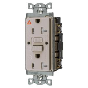 HUBBELL WIRING DEVICE-KELLEMS GFTWRST20LAIG Gfci Receptacle, 20A 125V, 2-Pole 3-Wire Grounding, 5-20R, Light Almond | BD3VAL