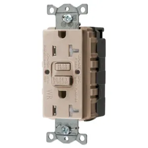 HUBBELL WIRING DEVICE-KELLEMS GFTWRST20SNAPAL Gfci Receptacle 20A, Self Test, Almond | BD4GNW