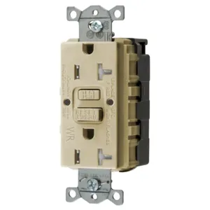 HUBBELL WIRING DEVICE-KELLEMS GFTWRST20SNAPI GFCI Receptacle, Commercial, Decorator Duplex, Flush Mount, 20A | BD4FJT 45UE40