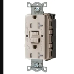 HUBBELL WIRING DEVICE-KELLEMS GFTWRST20SNAPLA Gfci Receptacle, 20A 125V, 2-P 3-W Grounding, 5-20R, Light Almond | BD3ZPK