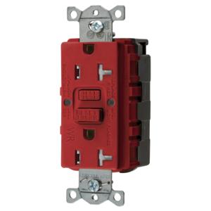 HUBBELL WIRING DEVICE-KELLEMS GFTWRST20SNAPR Gfci Receptacle, 20A 125V, 2-P 3-W Grounding, 5-20R, Red | BD4EAW