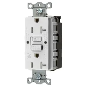 HUBBELL WIRING DEVICE-KELLEMS GFTWRST20SNAPW Gfci Receptacle, 20A 125V, 2-P 3-W Grounding, 5-20R, White | BD4BTB