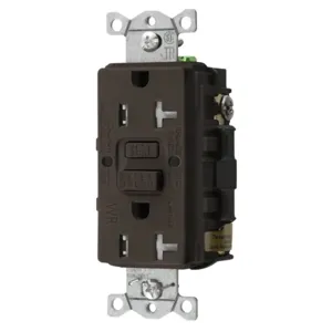 HUBBELL WIRING DEVICE-KELLEMS GFTWRST20U Gfci Receptacle, 20A 125V, 2- Pole 3-Wire Grounding, 5-20R, Brown | BD4GNY