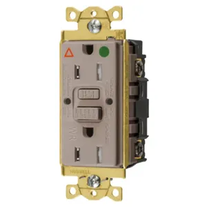 HUBBELL WIRING DEVICE-KELLEMS GFTWRST82ALIG Gfci Receptacle, Ig, 15A 125V, 2-P 3-W Grounding, 5-15R, Almond | BD3YPV