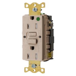 HUBBELL WIRING DEVICE-KELLEMS GFTWRST82AL Gfci Receptacle, 15A 125V, 2-P 3-W Grounding, 5-15R, Almond | CE6RAW