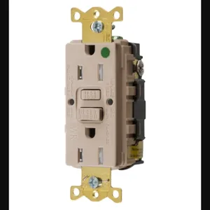 HUBBELL WIRING DEVICE-KELLEMS GFTWRST82ALU Gfci Receptacle, 15A 125V, 2-P 3-W Grounding, 5-15R, Almond | BD4MTU