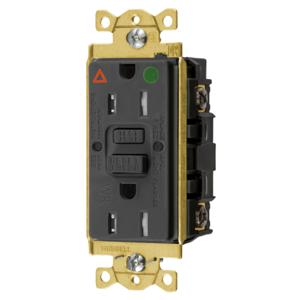 HUBBELL WIRING DEVICE-KELLEMS GFTWRST82BKIG Gfci Receptacle, Ig, 15A 125V, 2-P 3-W Grounding, 5-15R, Black | BD4KZE