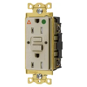 HUBBELL WIRING DEVICE-KELLEMS GFTWRST82IIG Gfci Receptacle, Ig, 15A125V, 2-P 3-W Grounding, 5-15R, Ivory | BD4JYJ