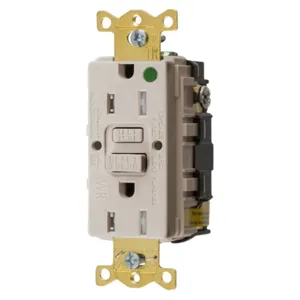 HUBBELL WIRING DEVICE-KELLEMS GFTWRST82LA Gfci Receptacle, 15A 125V, 2-P 3-W Grounding, 5-15R, Light Almond | BD3ZQX