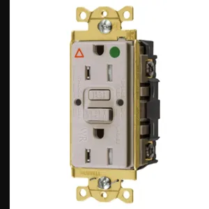 HUBBELL WIRING DEVICE-KELLEMS GFTWRST82LAIG Gfci Receptacle, Ig, 15A 125V, 2-P 3-W Grounding, 5-15R, Light Almond | BD4PMZ