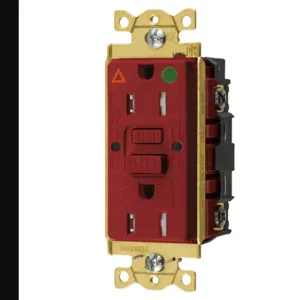 HUBBELL WIRING DEVICE-KELLEMS GFTWRST82RIG Gfci Receptacle, Ig, 15A 125V, 2-P 3-W Grounding, 5-15R, Red | BD4GNZ