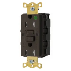 HUBBELL WIRING DEVICE-KELLEMS GFTWRST82SNAP Gfci Receptacle, 15A 125V, 2-P 3-W Grounding, 5-15R, Brown | BD4FJV