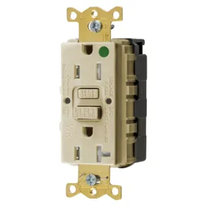 HUBBELL WIRING DEVICE-KELLEMS GFTWRST82SNAPI GFCI Receptacle, Heavy Use Hospital Grade, Decorator Duplex, 15A | BD3YRM 45UE48