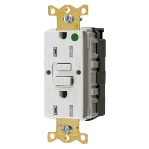 HUBBELL WIRING DEVICE-KELLEMS GFTWRST82SNAPW Gfci Receptacle, 15A 125V, 2-P 3-W Grounding, 5-15R, White | BD3VAM