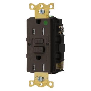 HUBBELL WIRING DEVICE-KELLEMS GFTWRST82U Gfci Receptacle, 15A 125V, 2-P 3-W Grounding, 5-15R, Brown | BD4NHQ