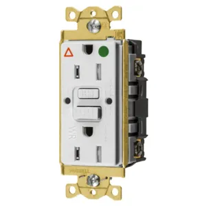 HUBBELL WIRING DEVICE-KELLEMS GFTWRST82WIG Gfci Receptacle, Ig, 15A 125V, 2-P 3-W Grounding, 5-15R, White | BD4HVQ