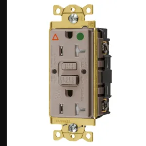 HUBBELL WIRING DEVICE-KELLEMS GFTWRST83ALIG Gfci Receptacle, Ig, 20A 125V, 2-P 3-W Grounding, 5-20R, Almond | BD4HVR