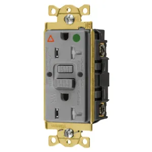 HUBBELL WIRING DEVICE-KELLEMS GFTWRST83GYIG Gfci Receptacle, Ig, 20A 125V, 2-P 3-W Grounding, 5-20R, Gray | BD4NHR