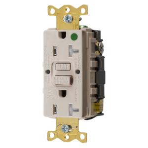 HUBBELL WIRING DEVICE-KELLEMS GFTWRST83LAU Gfci Receptacle, 20A 125V, 2-P 3-W Grounding, 5-20R, Light Almond | BD3YRN