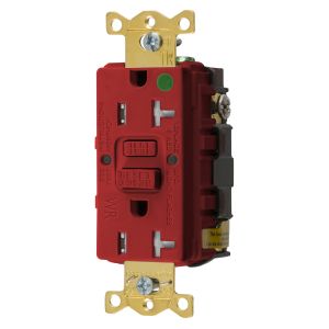 HUBBELL WIRING DEVICE-KELLEMS GFTWRST83R Gfci Receptacle, 20A 125V, 2-P 3-W Grounding, 5-20R, Red | AH9AAW 39EA59