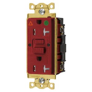 HUBBELL WIRING DEVICE-KELLEMS GFTWRST83RIG Gfci Receptacle, Ig, 20A 125V, 2-P 3-W Grounding, 5-20R, Red | BD4BTG