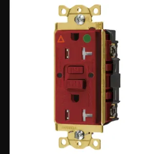 HUBBELL WIRING DEVICE-KELLEMS GFTWRST83RIG Gfci Receptacle, Ig, 20A 125V, 2-P 3-W Grounding, 5-20R, Red | BD4BTG