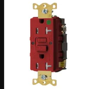 HUBBELL WIRING DEVICE-KELLEMS GFTWRST83RU Gfci Receptacle, 20A 125V, 2-P 3-W Grounding, 5-20R, Red | BD4MTW