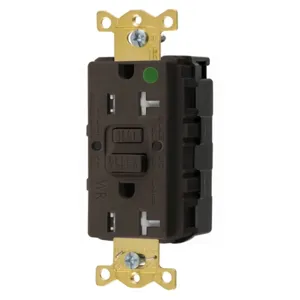 HUBBELL WIRING DEVICE-KELLEMS GFTWRST83SNAP Gfci Receptacle, 20A 125V, 2-P 3-W Grounding, 5-20R, Brown | BD4LVK